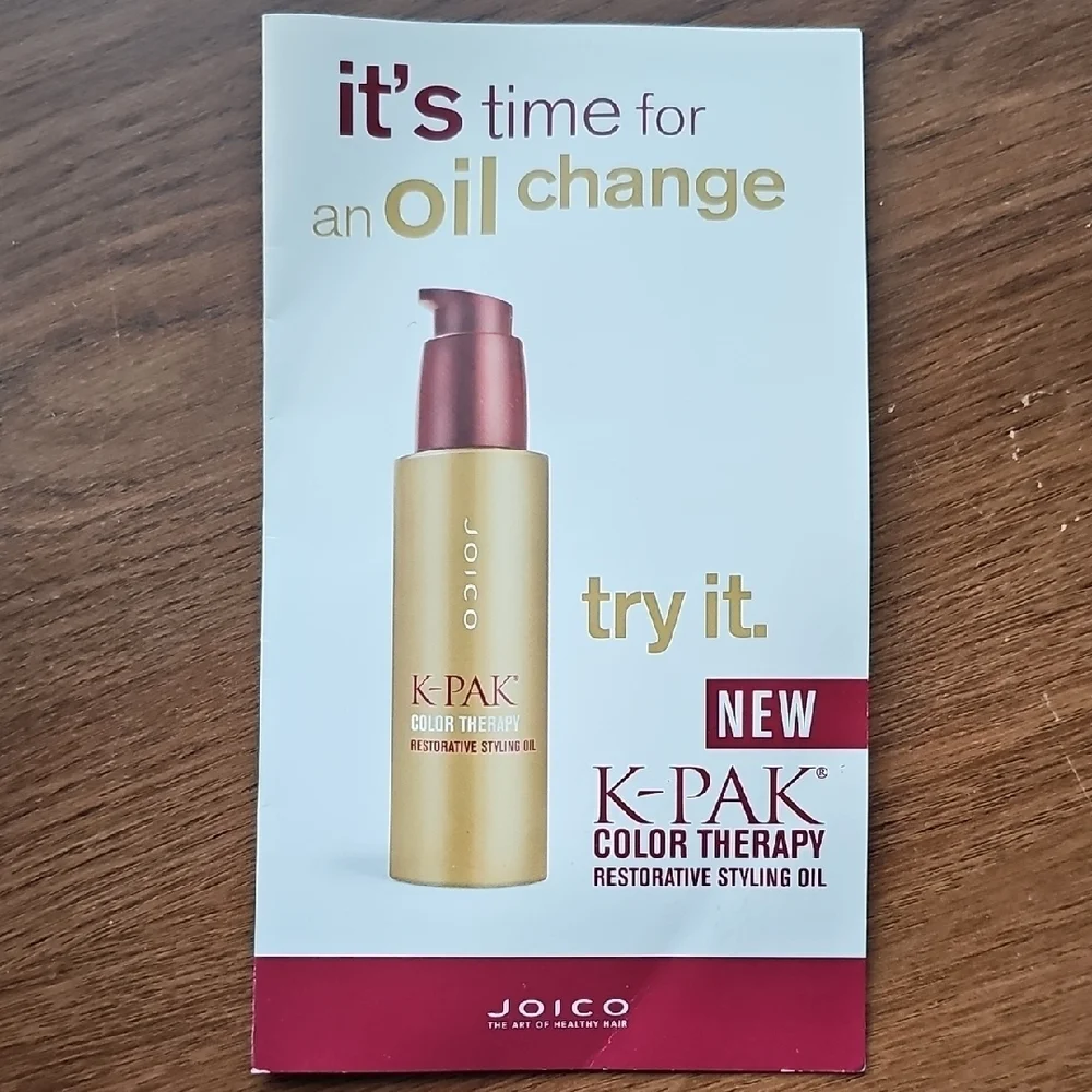 Joico K-Pak Color Therapy Styling Oil - 2 Sample Packets With Info Card
